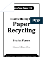 Islamic Ruling on Paper Recycling [Shariat Forum - Research Paper August 2013]