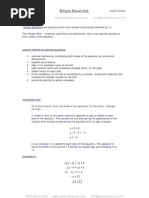 Simple Equations, Algebra Revision Notes From GCSE Maths Tutor