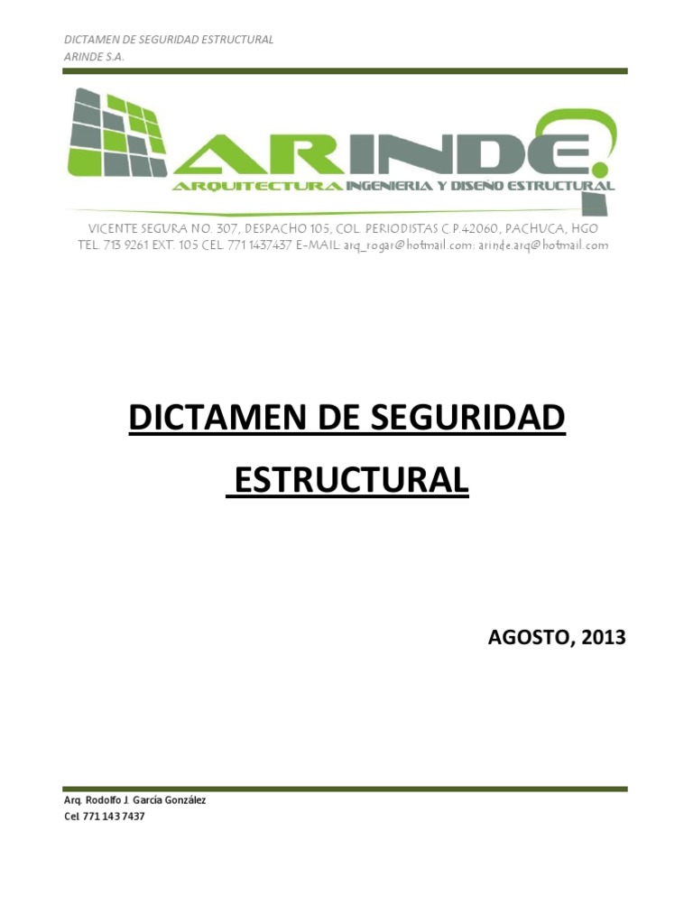 Dictamen de Seguridad Estructural Edificio Plan de Guadalupe