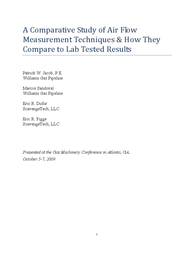 Comparative Study of Air Flow Measurement Techiques | PDF ...