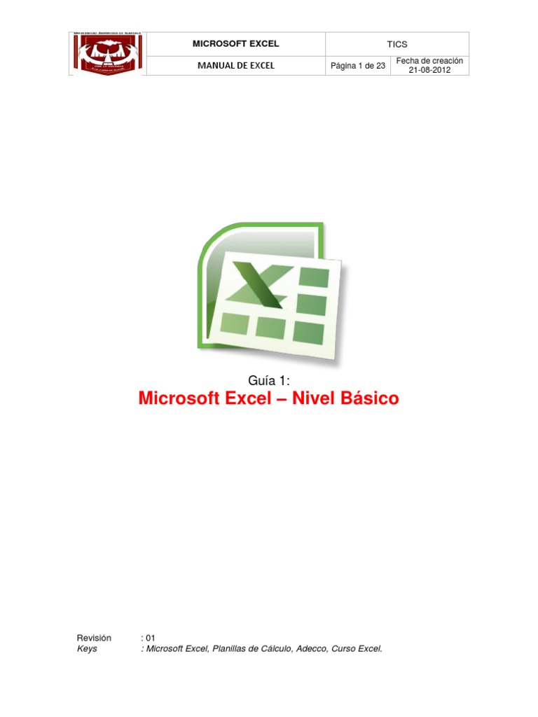 Manual de Excel | PDF | Microsoft Excel | Hoja de cálculo