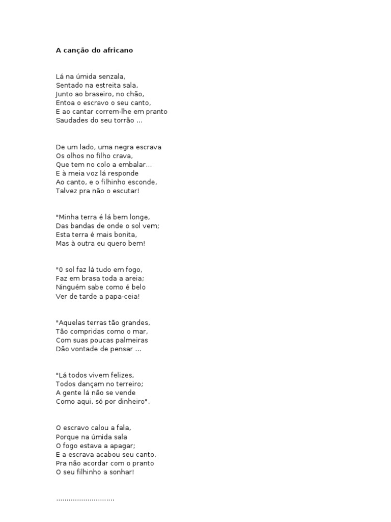 A Canção do Africano: Poema de Castro Alves | PDF