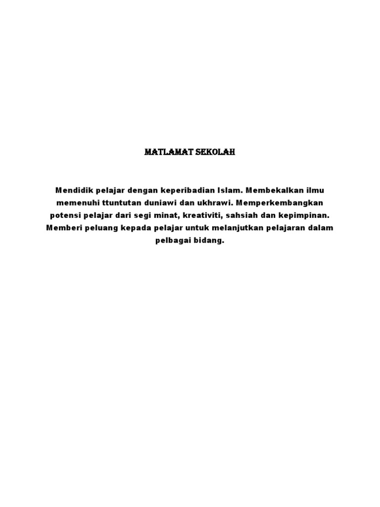 Matlamat Sekolah | PDF