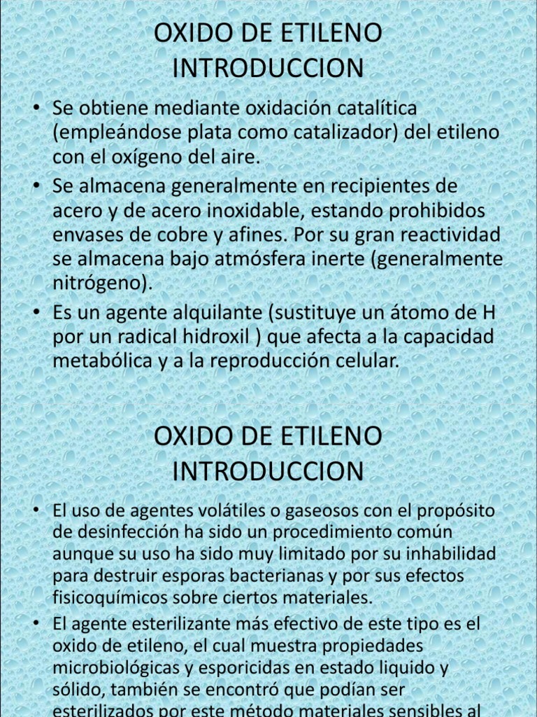 Oxido de Etileno PDF Esterilización (Microbiología) Vacío
