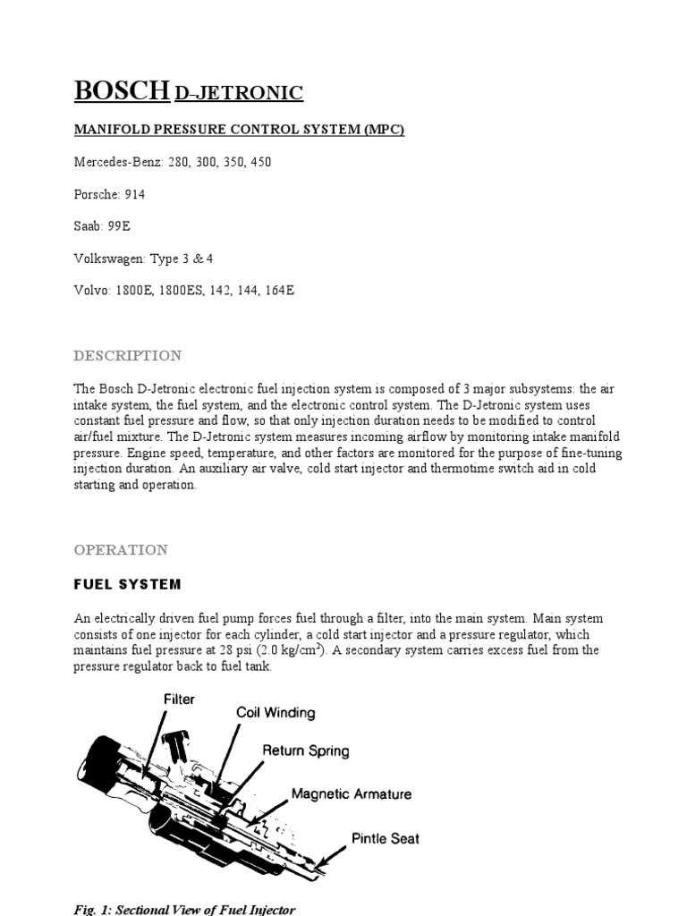 BOSCH D Jetronic Fuel Injection Throttle
