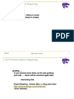 CIS 764 Database Systems Engineering: Miscellaneous 1: Status & Notes Just To Keep in Contact