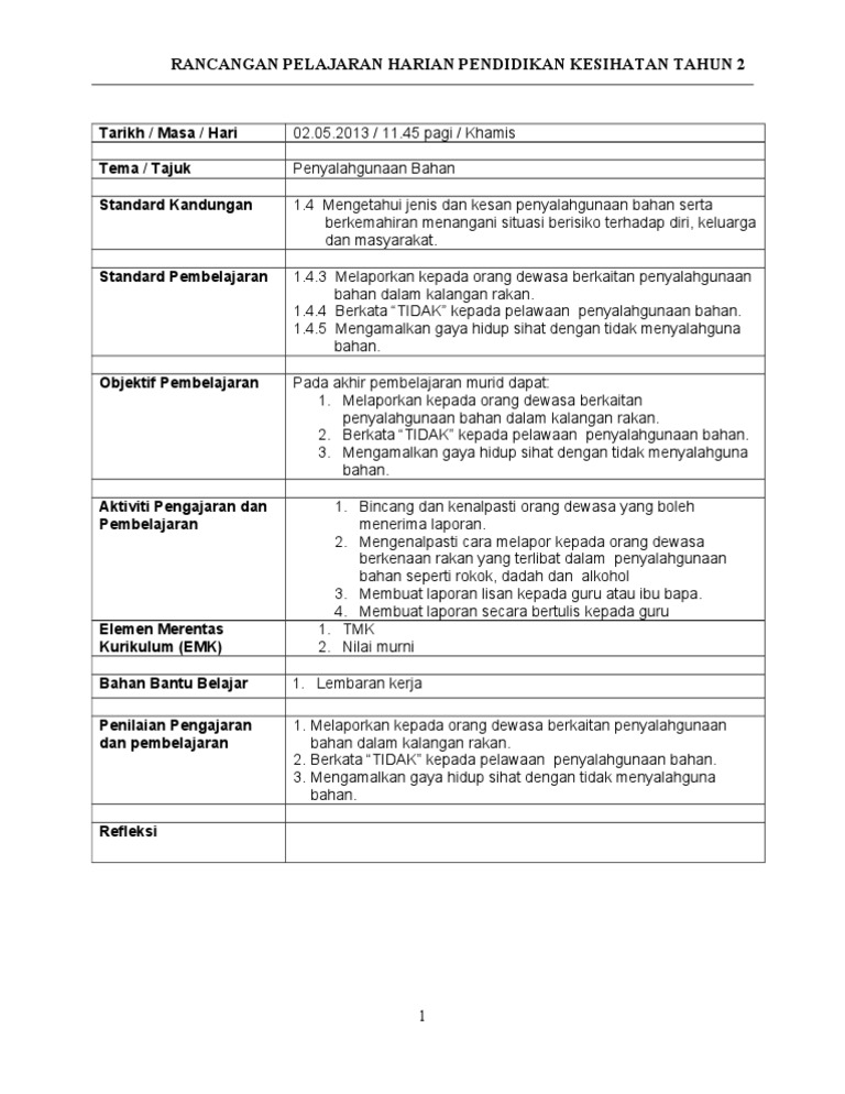 Pendidikan Kesihatan Tahun 2 Pdf