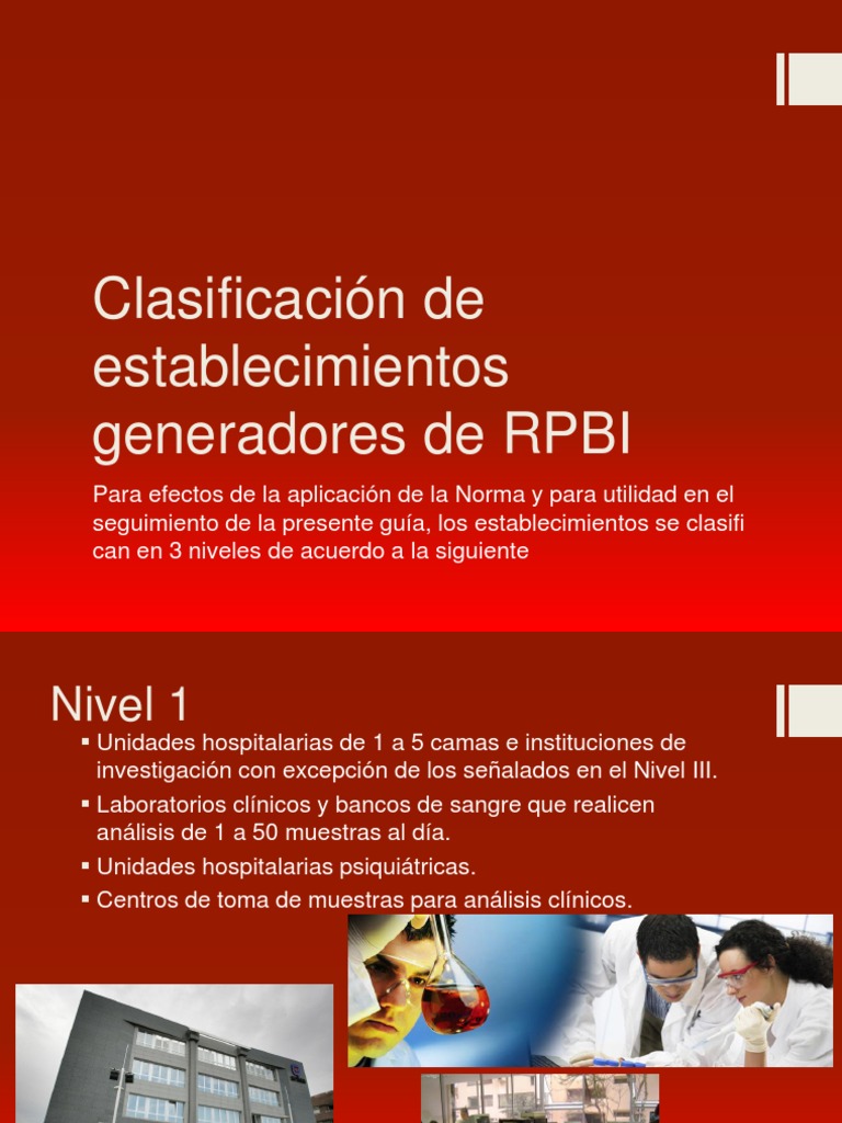 Clasificación de establecimientos generadores de RPBI