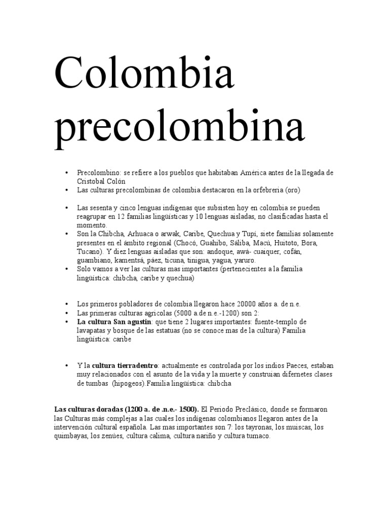 Colombia Prehispanica | PDF | Colombia | Pueblos Indígenas de las Américas