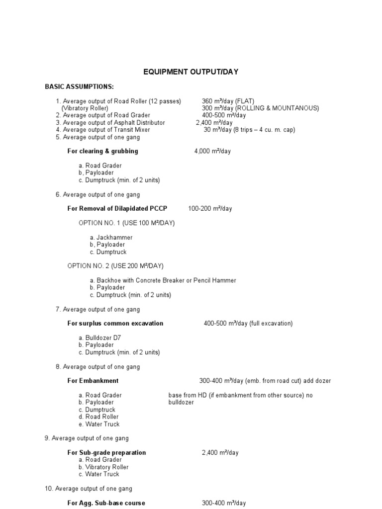 DpwhCost Estimate Guidelines PDF Road Concrete