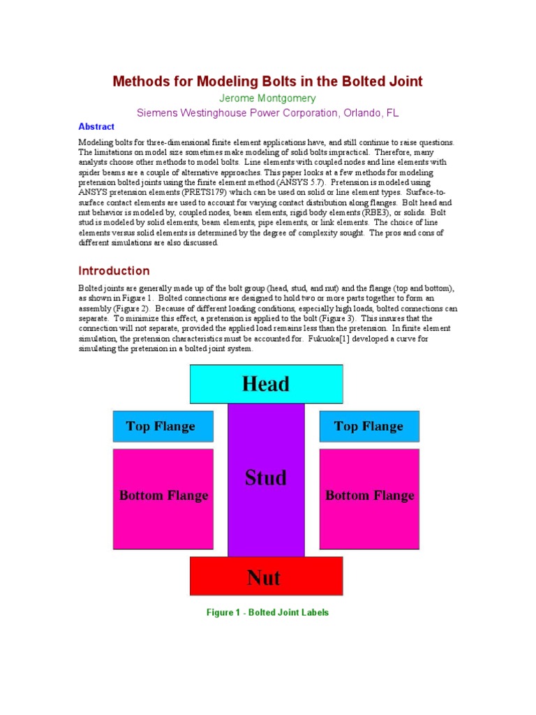 Modeling Bolted Joints in ANSYS | PDF | Stress (Mechanics) | Bending