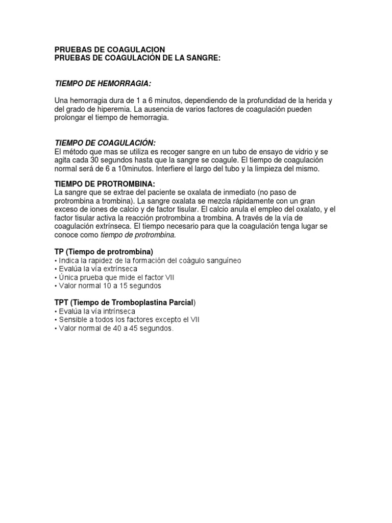 Pruebas de Coagulación Sanguínea | PDF | Coagulación | Plaqueta