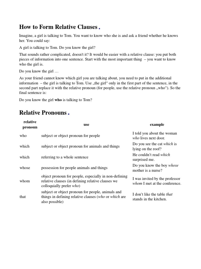 Forming Relative Clauses Explained | PDF