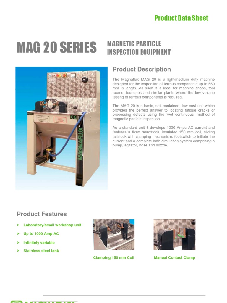 MAG 20 Series Magnetic Particle Inspection Equipment Product Data Sheet ...