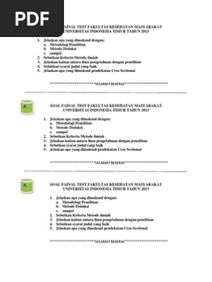 Soal Fainal Test Fakultas Kesehatan Masyarakat