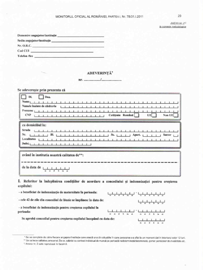 Model Adeverinta Solicitant Indemnizatie Crestere Copil PDF