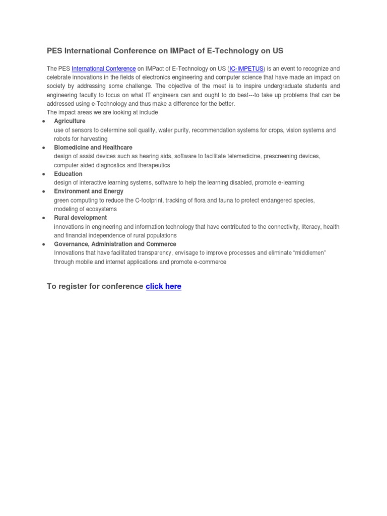 PES Conference on E-Technology Impact | PDF