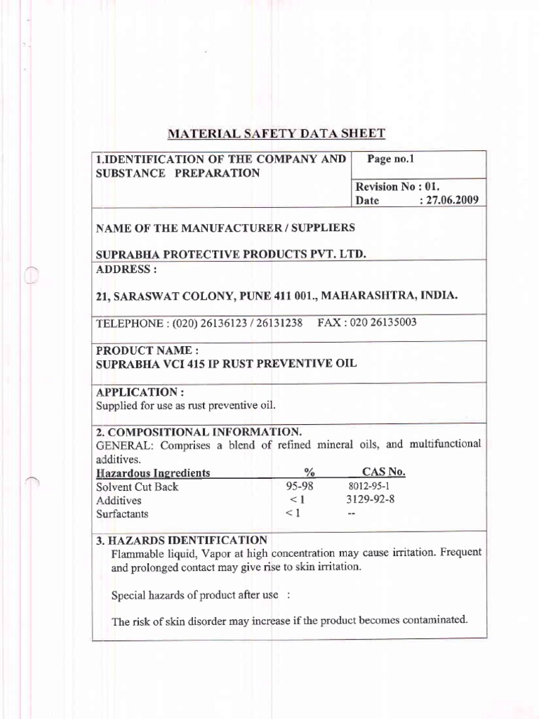 MSDS | PDF | Flammability | Water