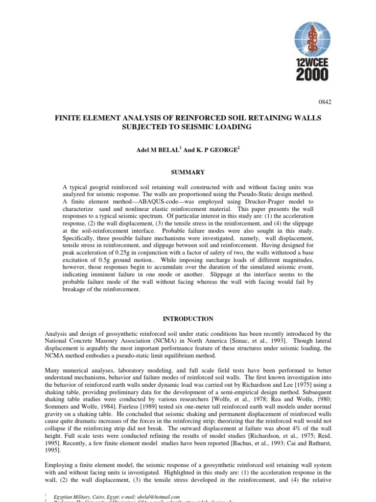 Finite Element Analysis of Reinforced Soil Retaining Walls | PDF ...
