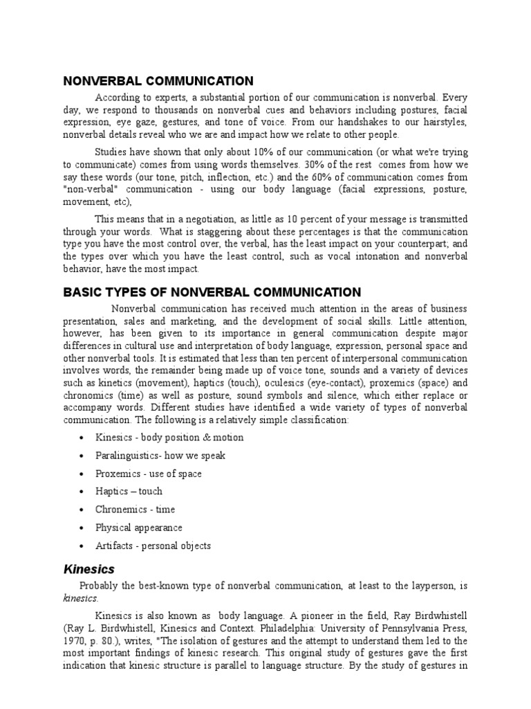 Understanding Nonverbal Communication | PDF | Nonverbal Communication ...