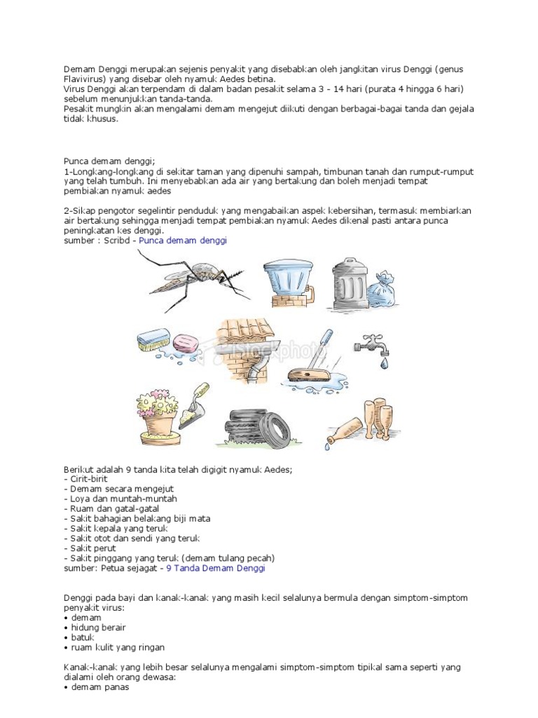 Demam Denggi Merupakan Sejenis Penyakit Yang Disebabkan Oleh Jangkitan Virus Denggi