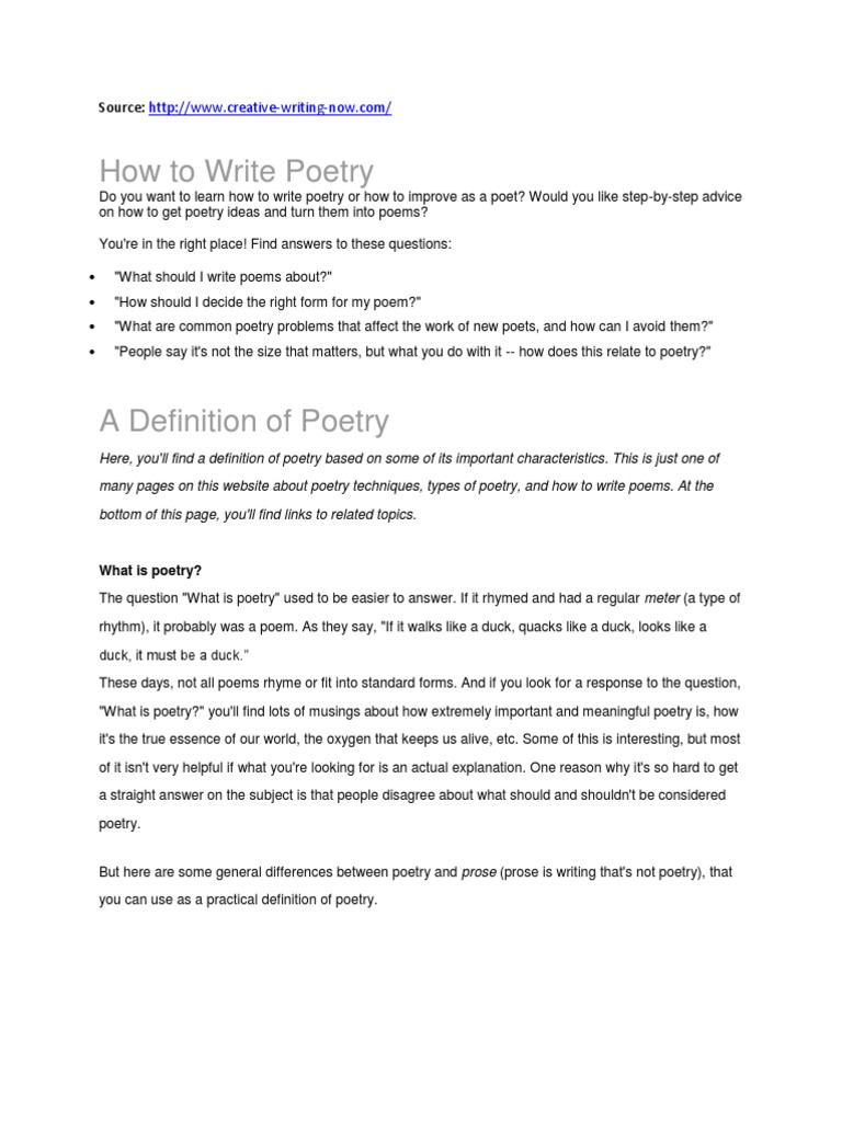How To Write Poetry | PDF | Metre (Poetry) | Poetics