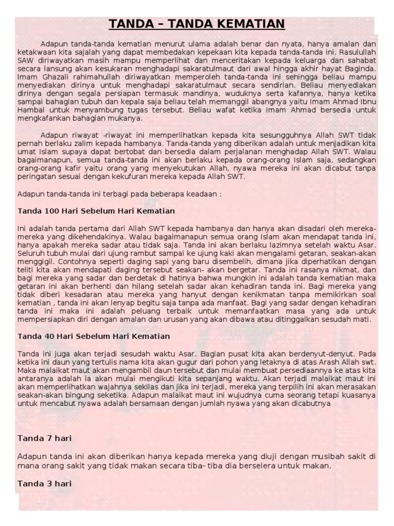 Tanda Tanda Kematian Pdf