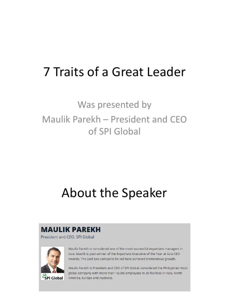7 Traits of Effective Leadership | PDF | Psychological Concepts ...
