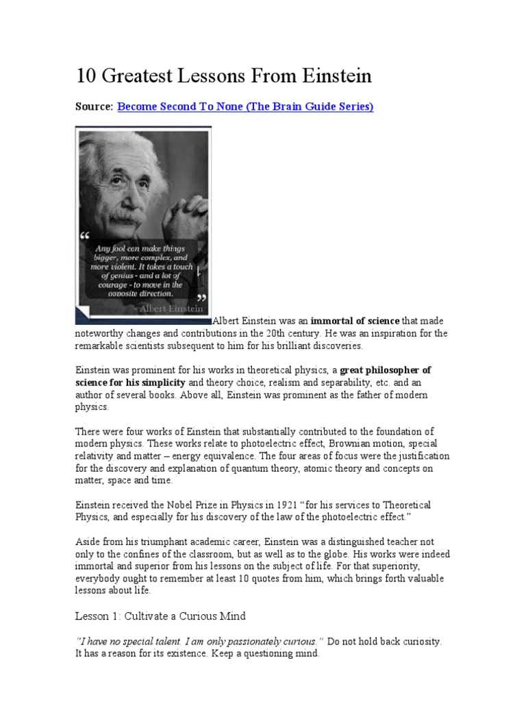 10 Greatest Lessons From Einstein | PDF