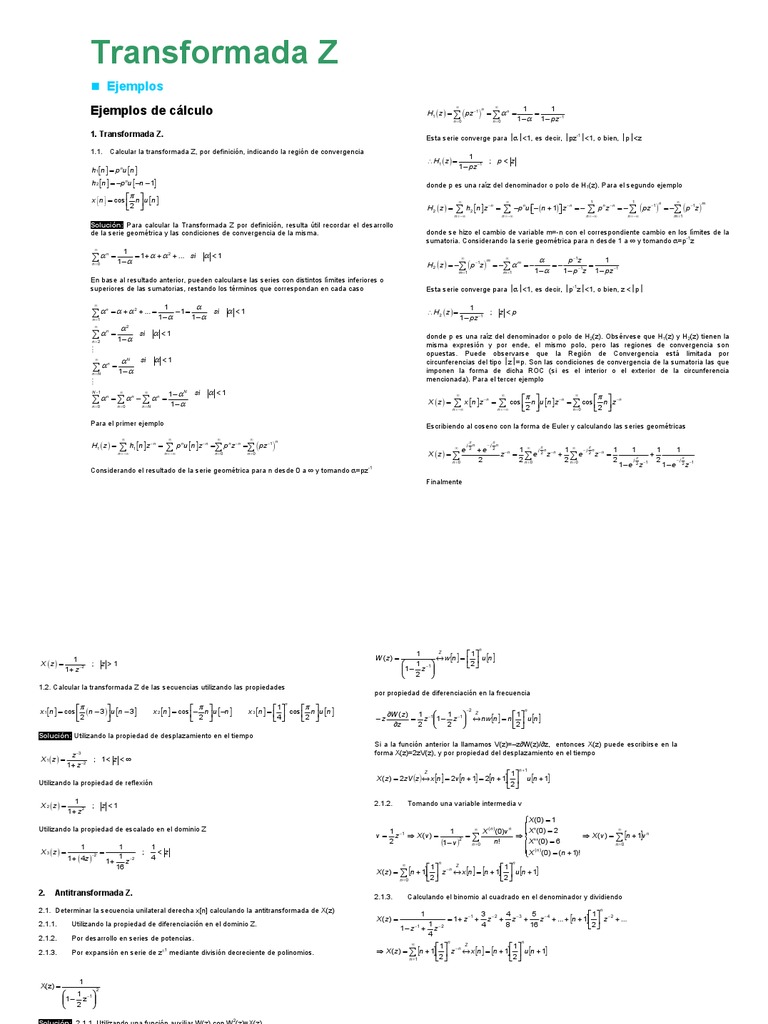 Ejercicios Resueltos de Transformada Z | PDF | Fracción (Matemáticas ...