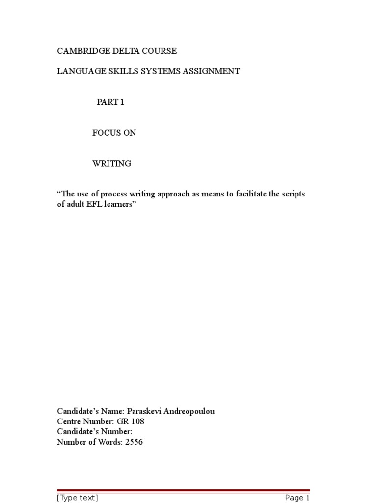Writing Skills Assignment | PDF | English As A Second Or Foreign ...