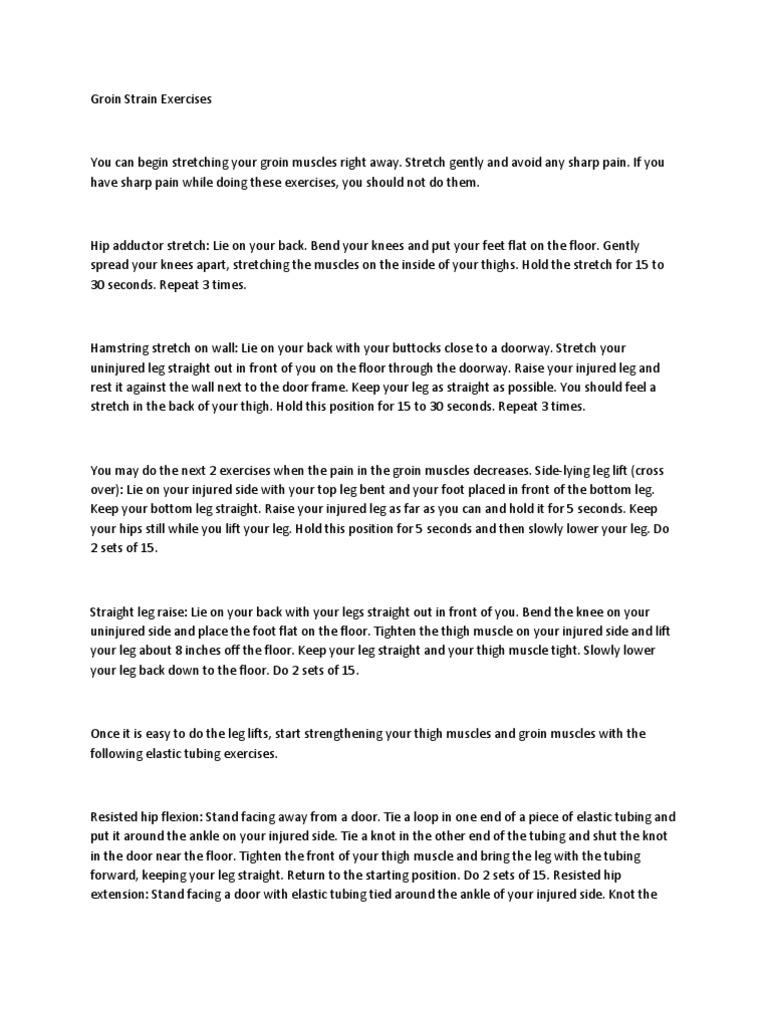 Groin Strain Exercises PDF