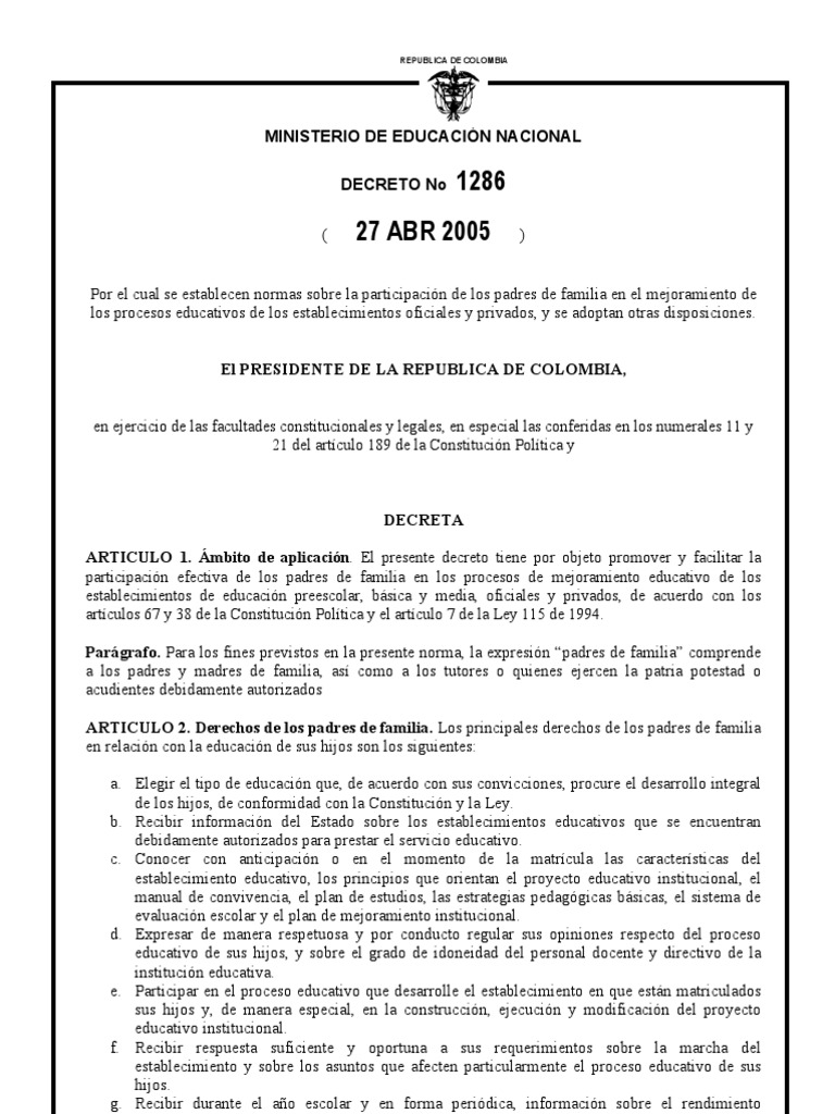 Decreto 1286 de 2005 | PDF