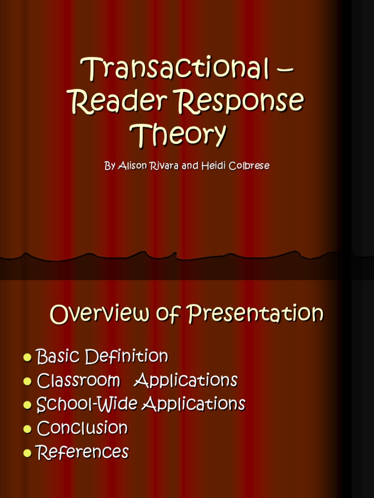 Transactional - Reader Response Theory | PDF | Teaching | Cognition