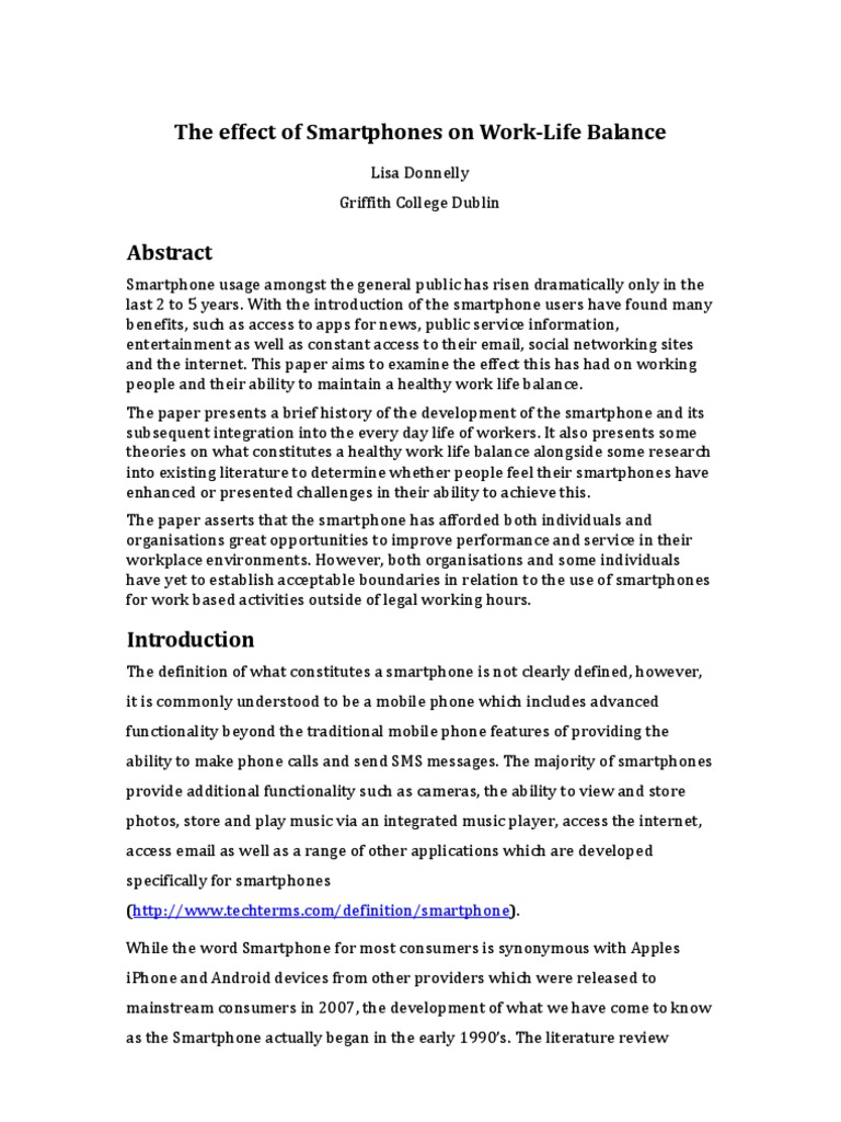 View of Smartphones & Work-Life Balance | PDF | Smartphone | I Phone