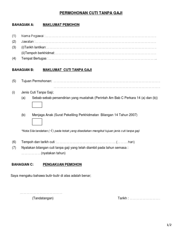 Borang Cuti Tanpa Gaji  PDF