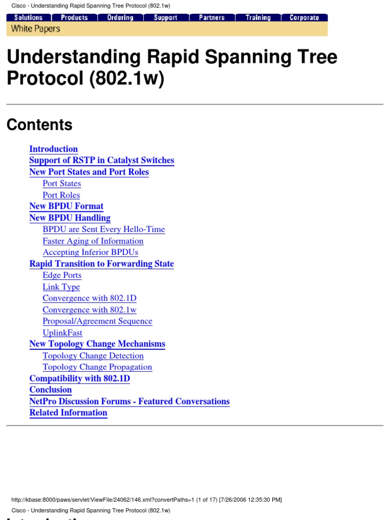 Understanding Rapid Spanning Tree Protocol (802.1w) | PDF