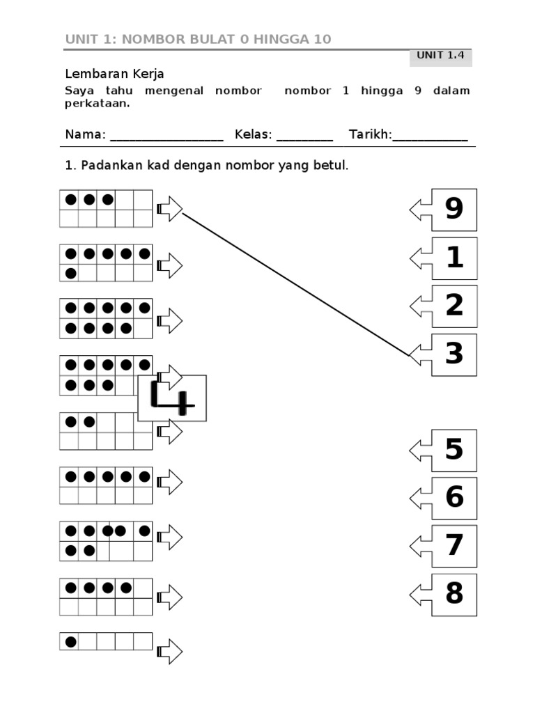 Lembaran Kerja (Tulis Nombor 1 Hingga 9)  PDF