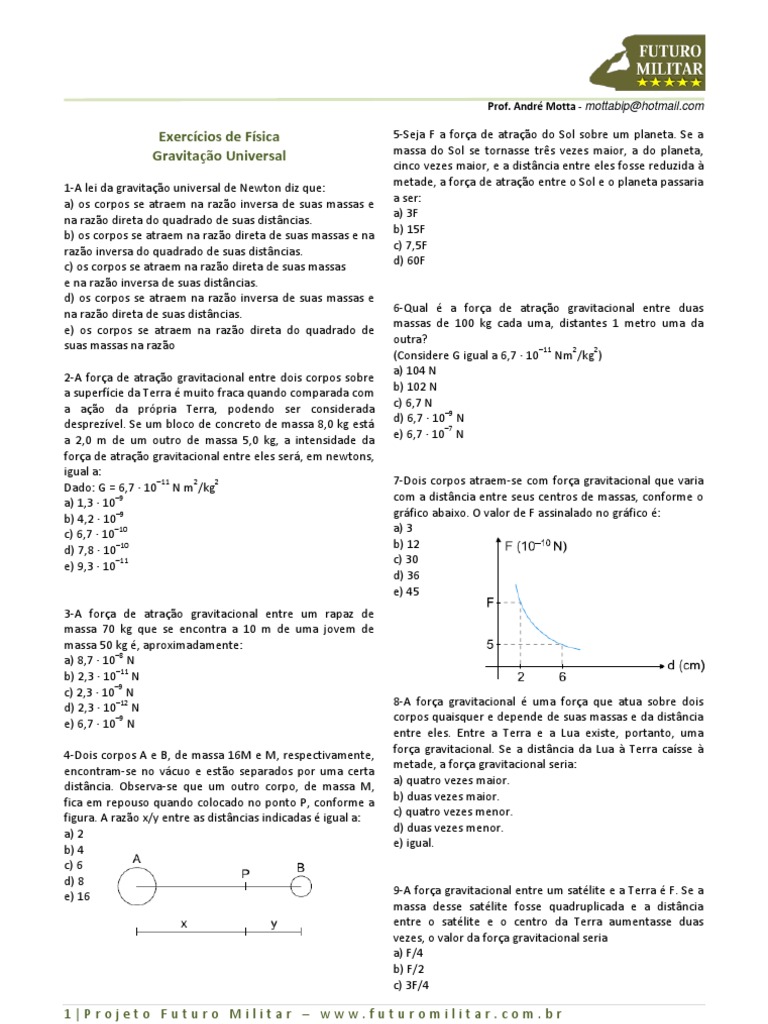 Lista de Exercícios - Gravitação Universal | PDF | Lua | Terra
