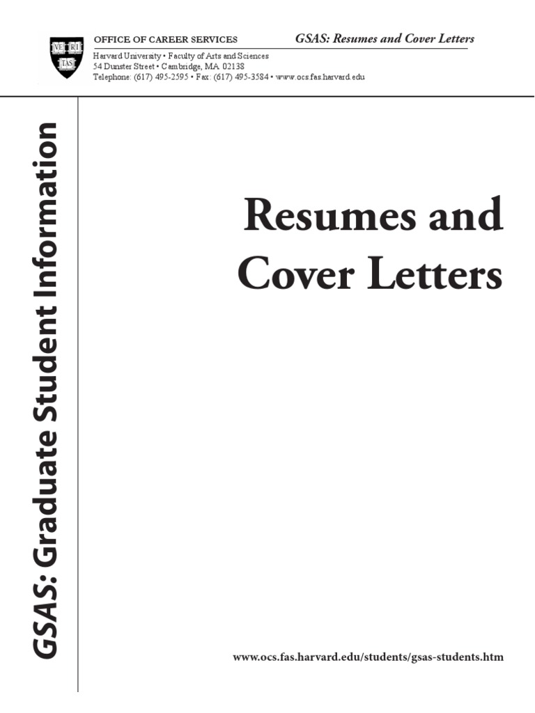 Cvs And Cover Letters Harvard Office Of Career Services