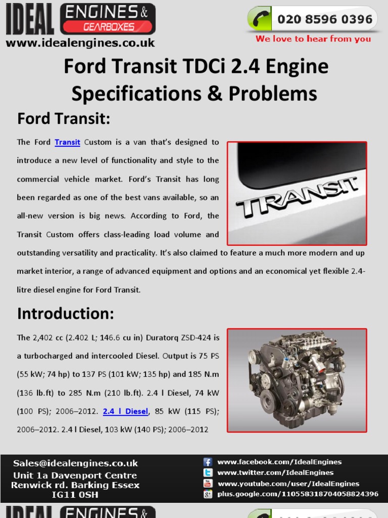 Ford Transit 2.4 Tdci Engine Specifications & Problems | Motor Vehicle