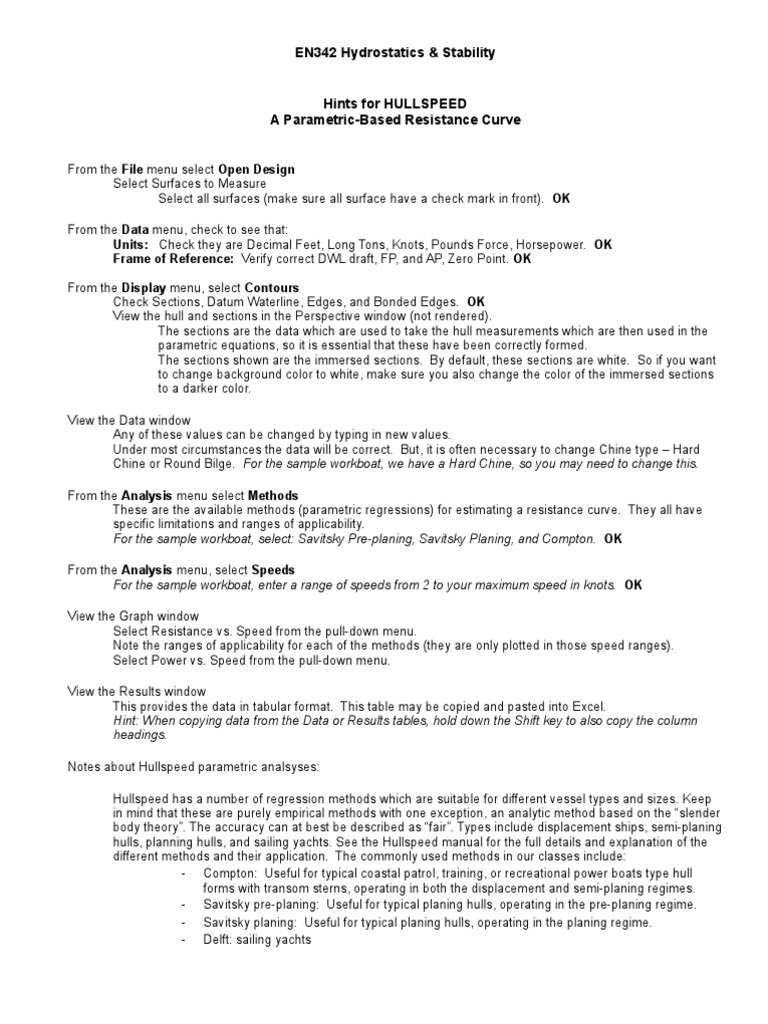 Hydrostatics & Stability: Hullspeed Guide | PDF | Hull (Watercraft ...