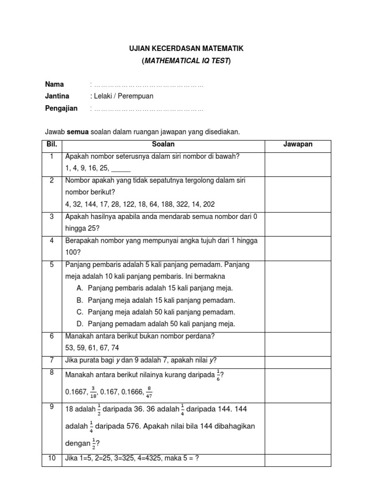 Iq Test Pdf