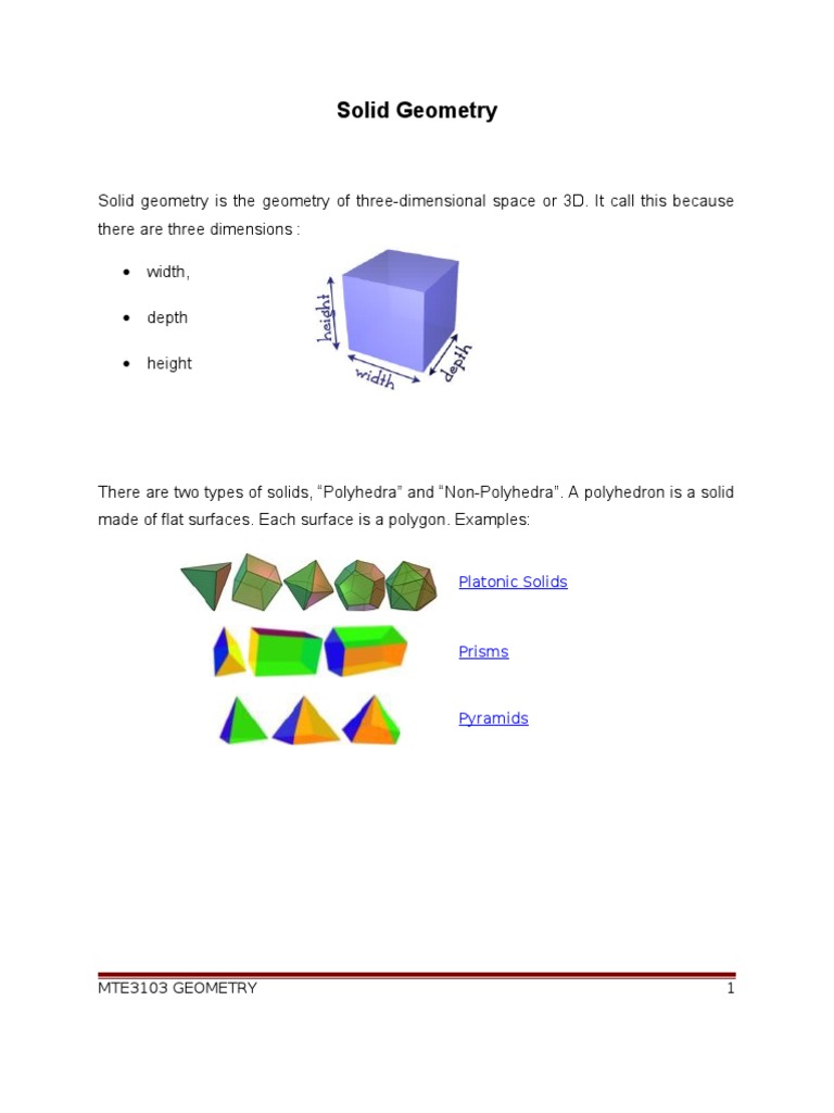 Understanding Solid Geometry Basics | PDF | Vertex (Geometry ...