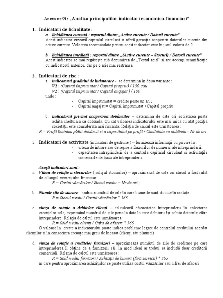 Indicatori Economici