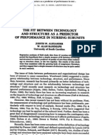 The Fit Between Technology N Structure As A Predictor of Performance - 1985