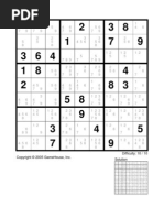 GameHouse Sudoku Puzzles Difficulty 10 Marks Solution