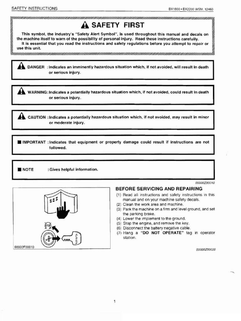 Kubota Bx1800 Bx2200 Tractor Workshop Service Manual-Searchable | Battery  (Electricity) | Electrical Wiring