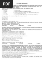QUESTÕES CIENCIAS BACTERIAS FUNGOS PROTOZOÁRIOS