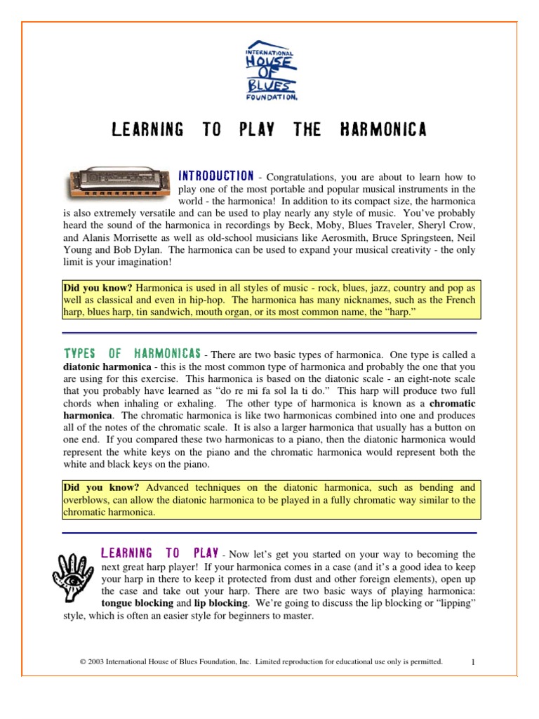 Learning To Play The Harmonica | PDF